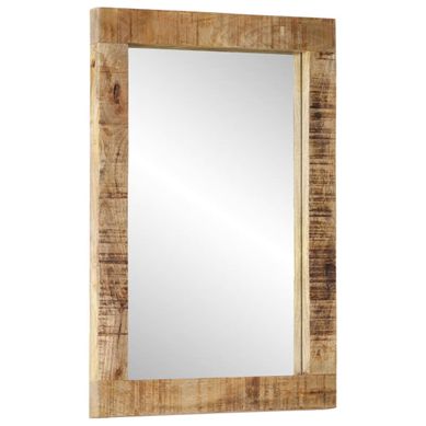 Miroir 70x50 Cm Bois De Manguier Massif Et Verre