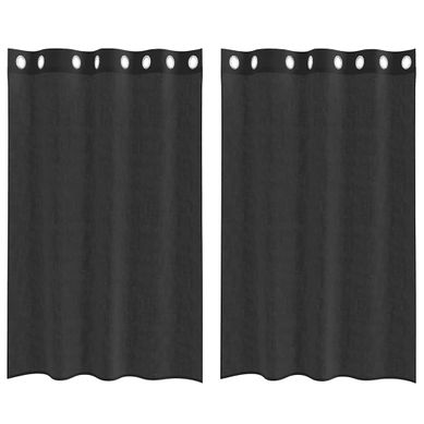 Rideaux En Voile Avec Oeillets 2 Pièces Noir 140x175 Cm