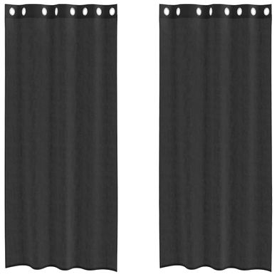 Rideaux En Voile Avec Oeillets 2 Pièces Noir 140x245 Cm Rideaux En Voile Avec Oeillets 2 Pièces Noir 140x245 Cm
