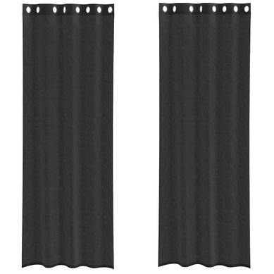 Rideaux En Voile Avec Oeillets 2 Pièces Noir 140x260 Cm