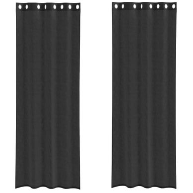 Rideaux En Voile Avec Oeillets 2 Pièces Noir 140x300 Cm