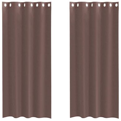 Rideaux En Voile Avec Oeillets 2 Pièces Marron 140x245 Cm