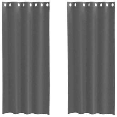 Rideaux En Voile Avec Oeillets 2 Pièces Gris Foncé 140x245 Cm