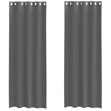 Rideaux En Voile Avec Oeillets 2 Pièces Gris Foncé 140x300 Cm