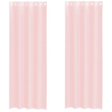 Rideaux En Voile Avec Oeillets 2 Pièces Rose Clair 140x300 Cm