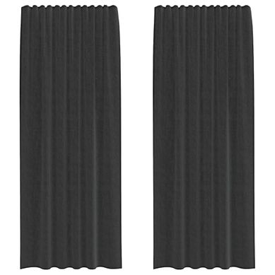 Rideaux En Voile Avec Passe-tringles 2 Pièces Noir
