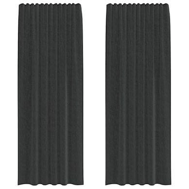 Rideaux En Voile Avec Passe-tringles 2 Pièces Noir