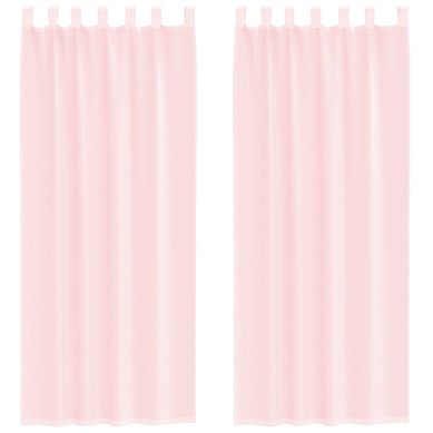 Rideaux En Voile Avec Passe-tringles 2 Pièces Rose Clair