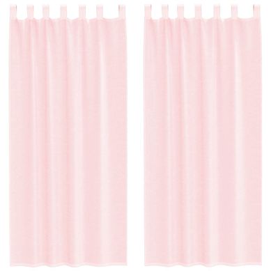 Rideaux En Voile Avec Boucles 2 Pièces Rose Clair 140x245 Cm