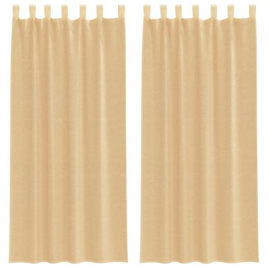 Rideaux En Voile Avec Boucles 2 Pièces Sable 140x245 Cm