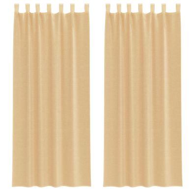 Rideaux En Voile Avec Boucles 2 Pièces Sable 140x260 Cm