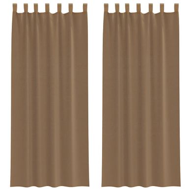 Rideaux En Voile Avec Boucles 2 Pièces Marron Clair 140x260 Cm