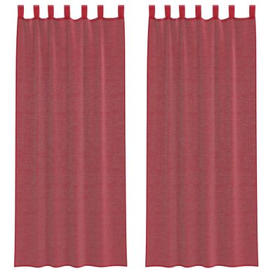 Rideaux En Voile Avec Boucles 2 Pièces Rouge Bordeaux 140x260 Cm