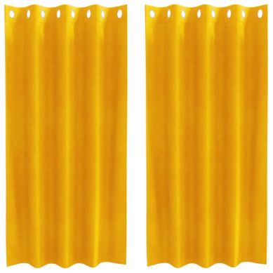 Rideaux Occultants 2 Pièces Jaune Moutarde 140 X 175 Cm Velours
