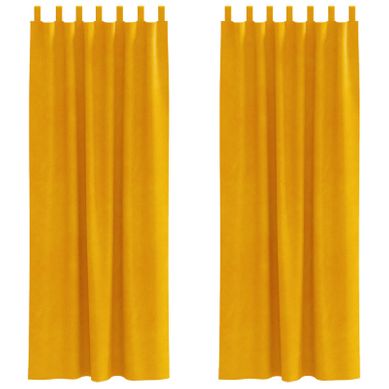 Rideaux Occultants 2 Pièces Jaune Moutarde 140 X 245 Cm Velours