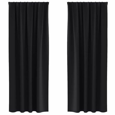 Lot de 2 Rideaux Occultants Noir Polyester 260x140
