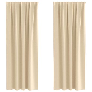 Lot de 2 Rideaux Occultants Crème Polyester 245x140