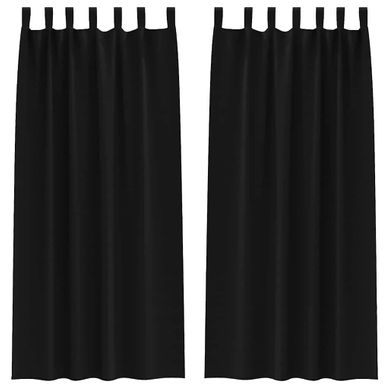 Lot de 2 Rideaux Occultants Noir Polyester 245x140