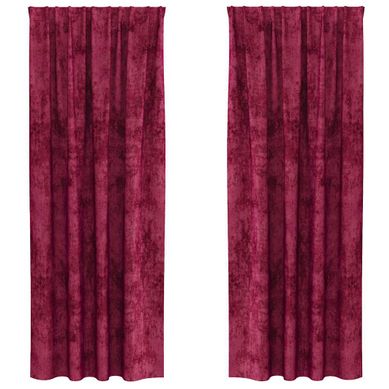 Rideaux En Velours 2 Pièces Rouge Bordeaux 245 X 140 Cm Velours