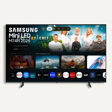 Téléviseur MiniLED 75'' 190cm SAMSUNG 75M74H vue de face