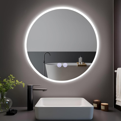 Miroir De Salle De Bain 60CM Ronde Avec Éclairage LED Et Intensité Variable