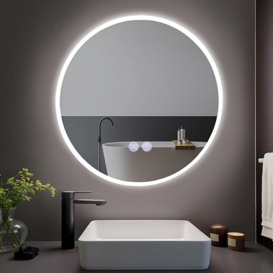 Miroir De Salle De Bain 50CM Ronde Avec Éclairage LED Et Intensité Variable