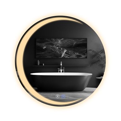 Miroir De Salle De Bain 60CM Avec Éclairage Miroir Mural Rond Moderne Ip44
