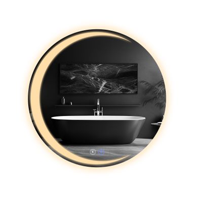 Miroir De Salle De Bain 50CM Avec Éclairage Miroir Mural Rond Moderne Ip44