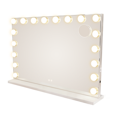 Miroir Maquillage Hollywood Bluetooth 18 LED - Grand, Tactile, Dimmable, 3 Modes