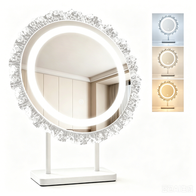 Miroir Rond Lumineux Hollywood 40x48cm, Miroir LED Table Rétro éclairé Miroir Rond Lumineux Hollywood 40x48cm, Miroir LED Table Rétro éclairé
