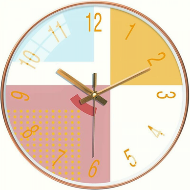 Horloge 35 Cm Boîtier En Or Cadran Coloré Horloge Murale Silence Horloge Ronde Décorative