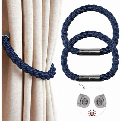 Lot De 2  Bleu  Embrasses Magnétiques Pour Rideaux, Attaches De Corde De Rideau