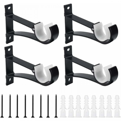 Noir Paquet De 4 Supports De Tringle à Rideau En Alliage D'aluminium Support De Tringle à Rideau Noir Paquet De 4 Supports De Tringle à Rideau En Alliage D'aluminium Support De Tringle à Rideau