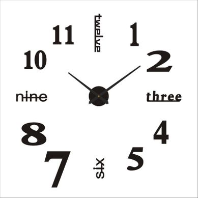 3d Horloge Murale  80-130cm , Noir, Diy Horloge Murale Digitale, Mouvement Silencieux