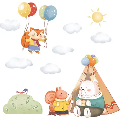 Stickers Muraux De Décoration De Chambre D'enfant - Tente D'animaux, Stickers Muraux De Dessins