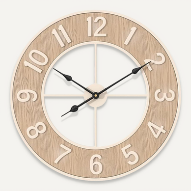 Horloge Murale Silencieuse, Horloge Murale Moderne En Grain De Bois Avec Chiffres Arabes 60 Cm