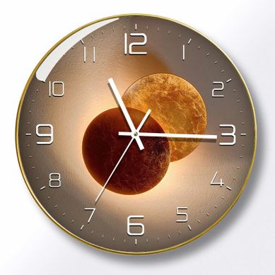 Horloge murale silencieuse et moderne de 20 cm - Or - Pour chambre à coucher, cuisine, salon