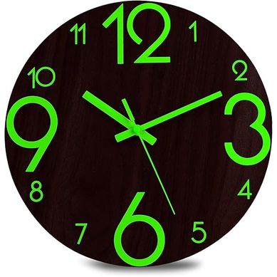 30cm (flat Numbers) Luminous Wall Clock - Silent Fluore