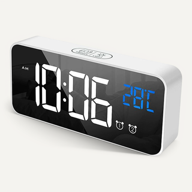 Réveil numérique blanc, horloge numérique LED