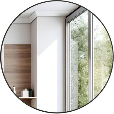Miroir De Salle De Bain Rond Noir, 60×60cm