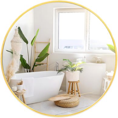 Miroir De Salle De Bain Rond Doré, 30×30cm