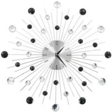 Horloge Murale De Salon, 50 Cm, Noire Et Argentée