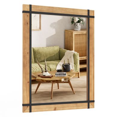 Miroir Décoratif à Cadre En Bois Miroir Mural Décoratif Rustique De 77 X 99,5 Cm