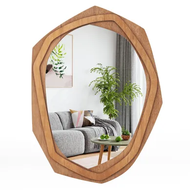 Miroir Décoratif à Cadre Irrégulier Grand Miroir Mural Imperméable De 89,5 X 66 Cm Avec Vis D'expa