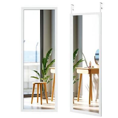 Miroir Mural Suspendu Miroir De Porte 120 X 37 Cm Avec Crochets Pour Chambre Salon Blanc