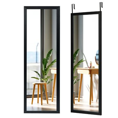 Miroir Mural Suspendu Miroir De Porte 120 X 37 Cm Avec Crochets Pour Chambre Salon Noir