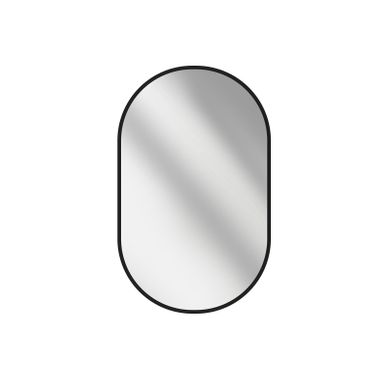Miroir Mural Ovale Cadre Noir Aluminium Non Lumineux 45 × 60 Cm Salle De Bain