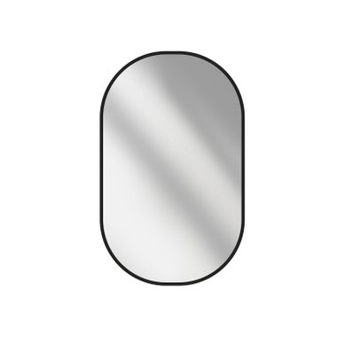 Miroir Mural Ovale Cadre Noir Aluminium Non Lumineux 50 × 70 Cm Salle De Bain