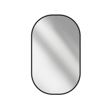 Miroir Mural Ovale Cadre Noir Aluminium Non Lumineux 60 × 80 Cm Salle De Bain