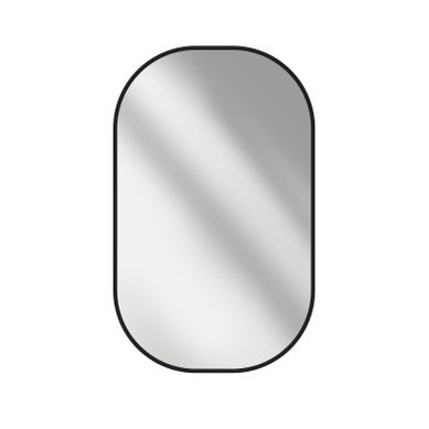 Miroir Mural Ovale Cadre Noir Aluminium Non Lumineux 60 × 100 Cm Salle De Bain